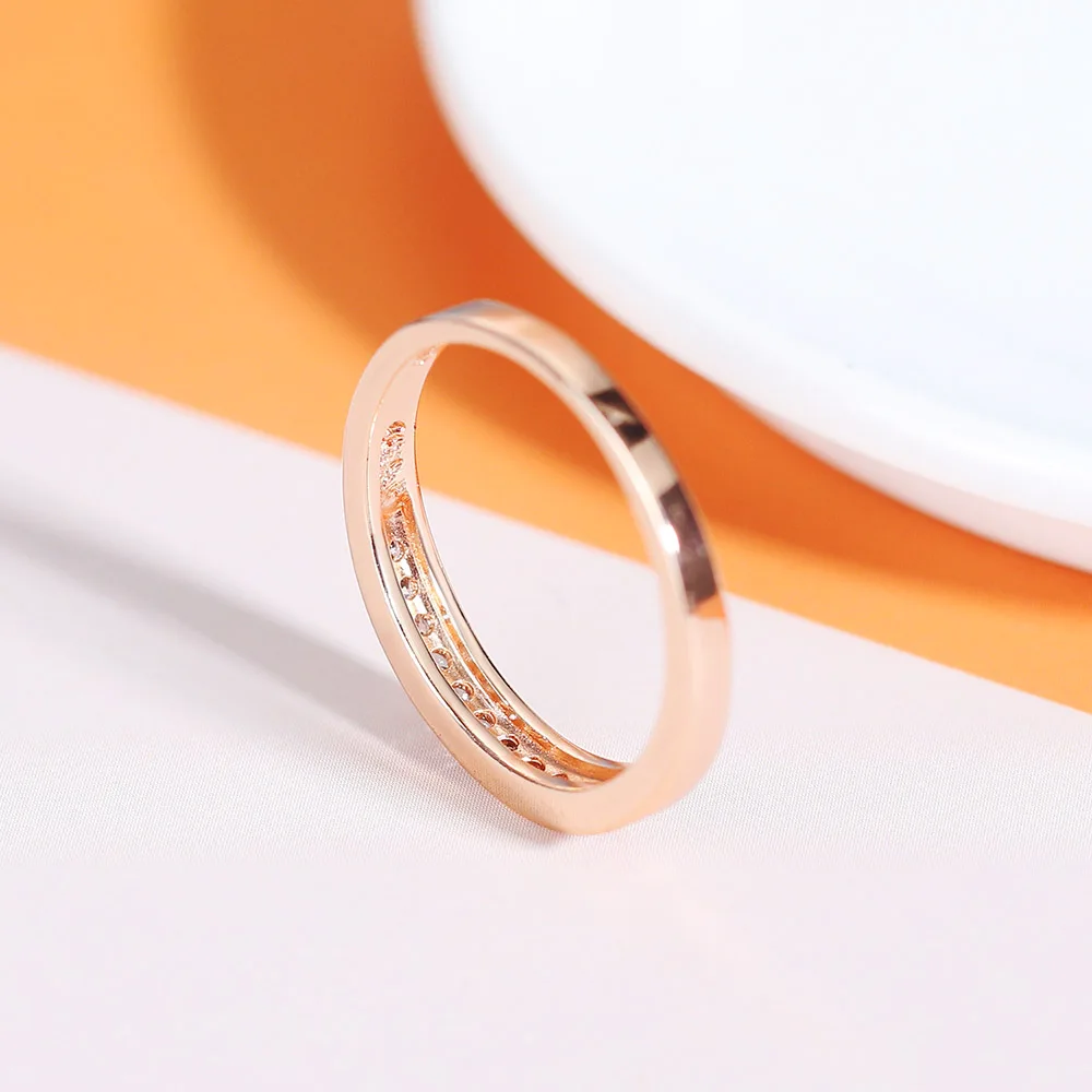 Wedding Ring Women Lover Classic Micro-inserts Cubic Zirconia Rose Gold Color R062