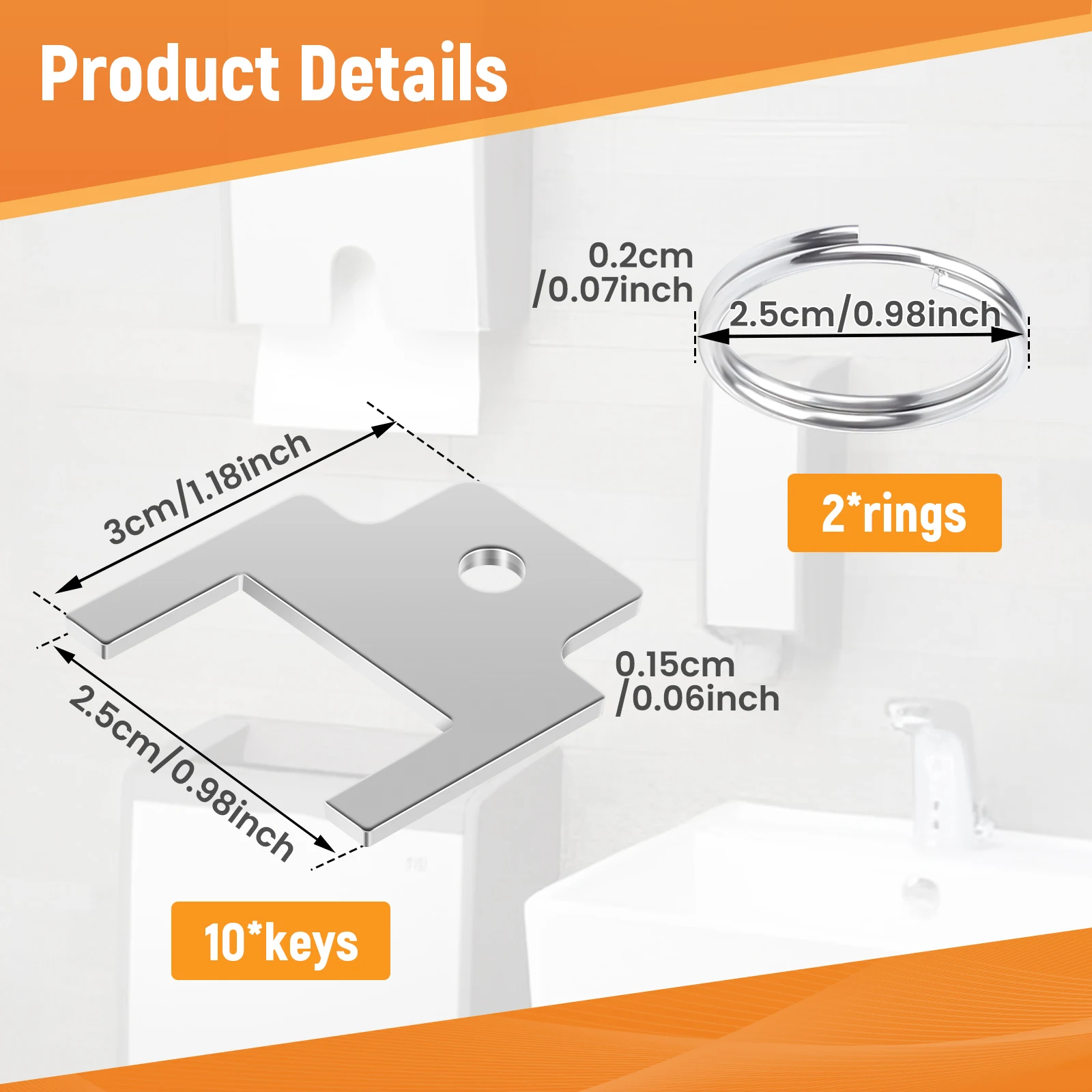 Paper dispenser key replacement 10Pcs Hand soap automatic tissue towel Toilet keys Metal paper towel dispenser key For toilet