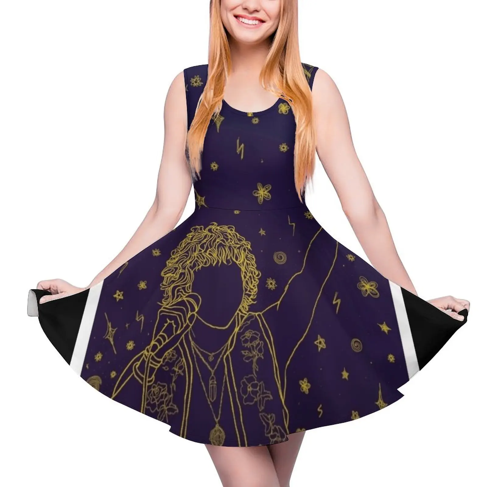 

Женское свободное платье без рукавов, с принтом