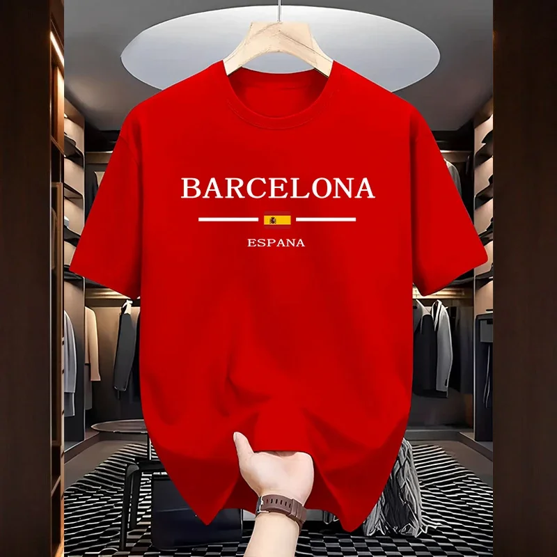 برشلونة مطبوعة تي شيرت للرجال جودة عالية 100% القط...