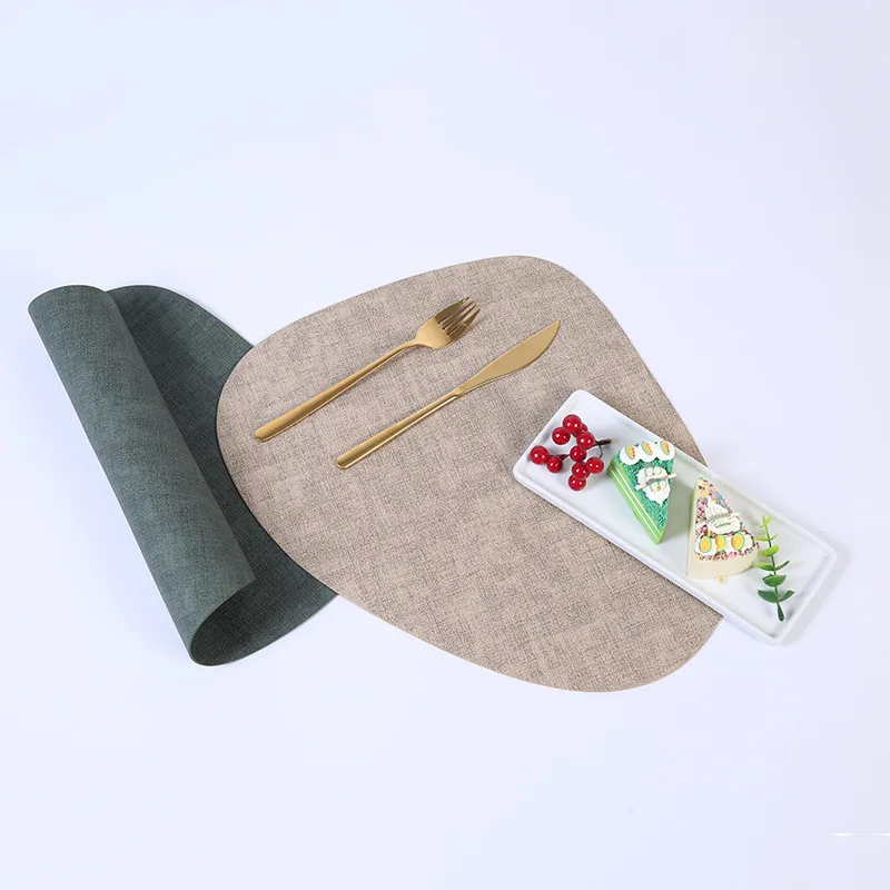 

Обеденный коврик из кожи с текстурой в скандинавском стиле, японский двухсторонний креативный коврик из искусственной кожи в западном стиле, водонепроницаемый