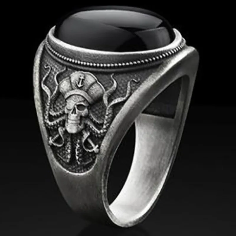 Goth Pirate Skeleton Octopus Ring for Men Women Jewelry Ring