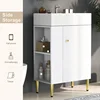 21.6inch White Bathroom Vanity,Bathroom Storage Cabinet with Ceramic Sink,Combo Cabinet,Easy Assembly,Open Storage. 5