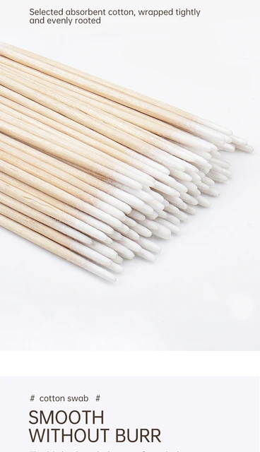 600 Bastoncillos De Algodón Con Mango De Madera - Biodegradables
