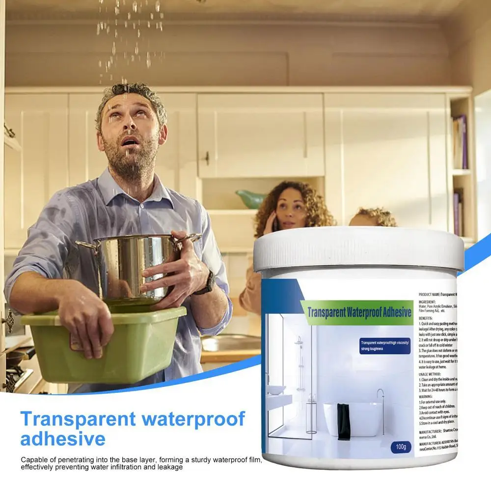 Description Picture 5 of itemBathroom Transparent Waterproof Glue Wall leak proof paint Floor Tile Ground Roof Invisible Paste Glue With Brush Adhesive