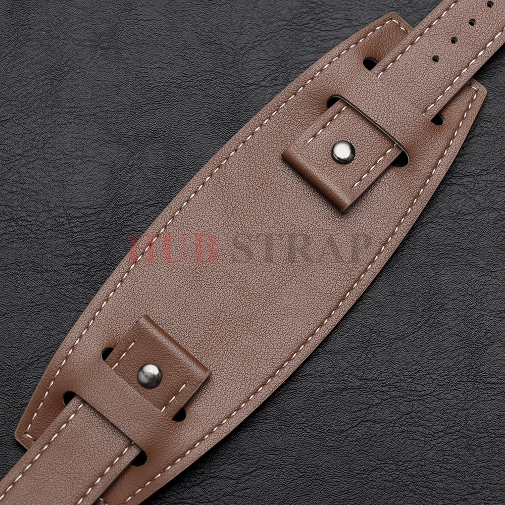 Elegant Leather Watch Strap in Retro Business Style - Black & Brown Bracelet Wristband