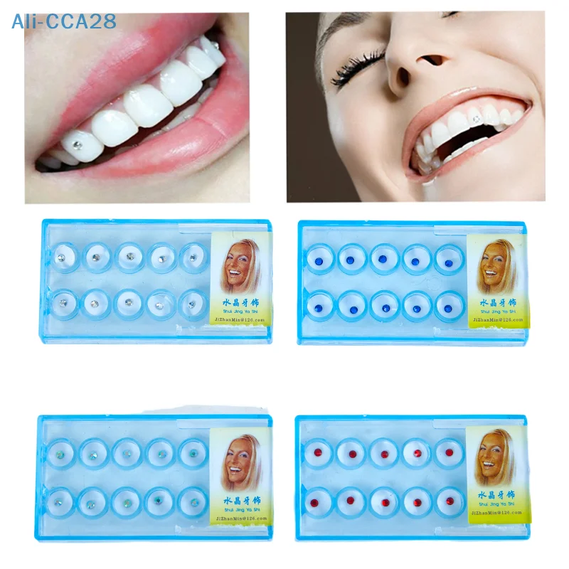 

10Pcs/ Box Acrylic Diamond Bur Dental Material Teeth Whitening Studs Tooth Gems With Glue Dental Crystal Tooth Decoration