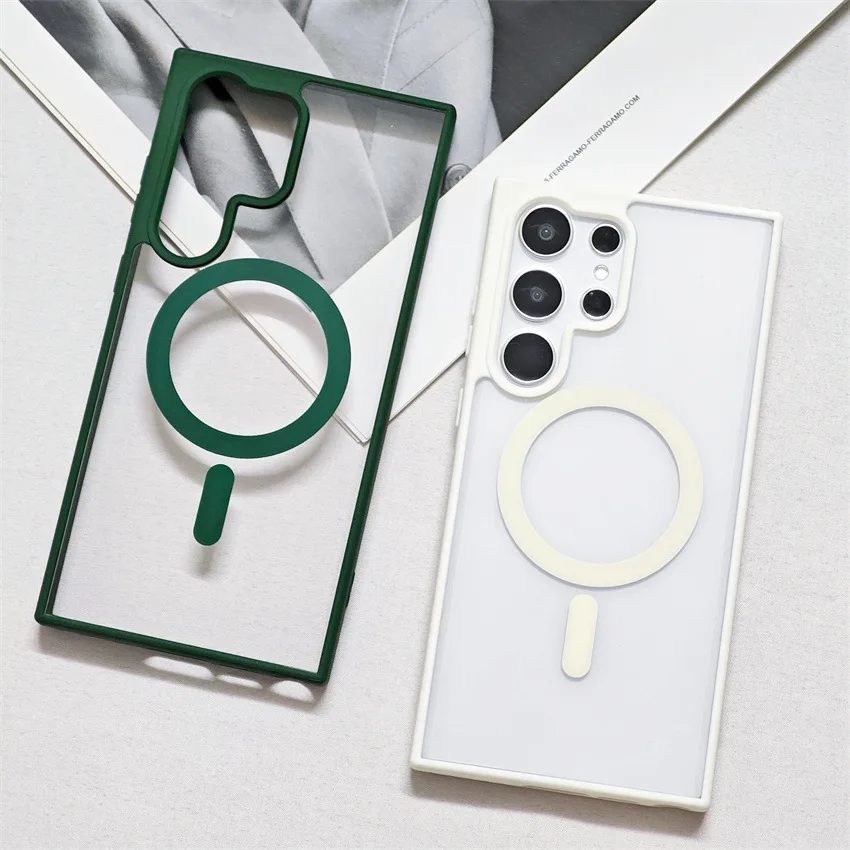 Transparent Candy Color Magnetic Shockproof Case with Magsafe Compatibility