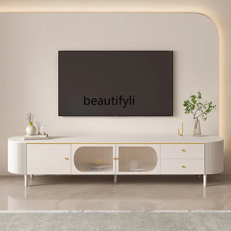 

Light French Cream Style Coffee Table TV Cabinet Combination Living Room Home Small Apartment Simple Modern Floor furniture