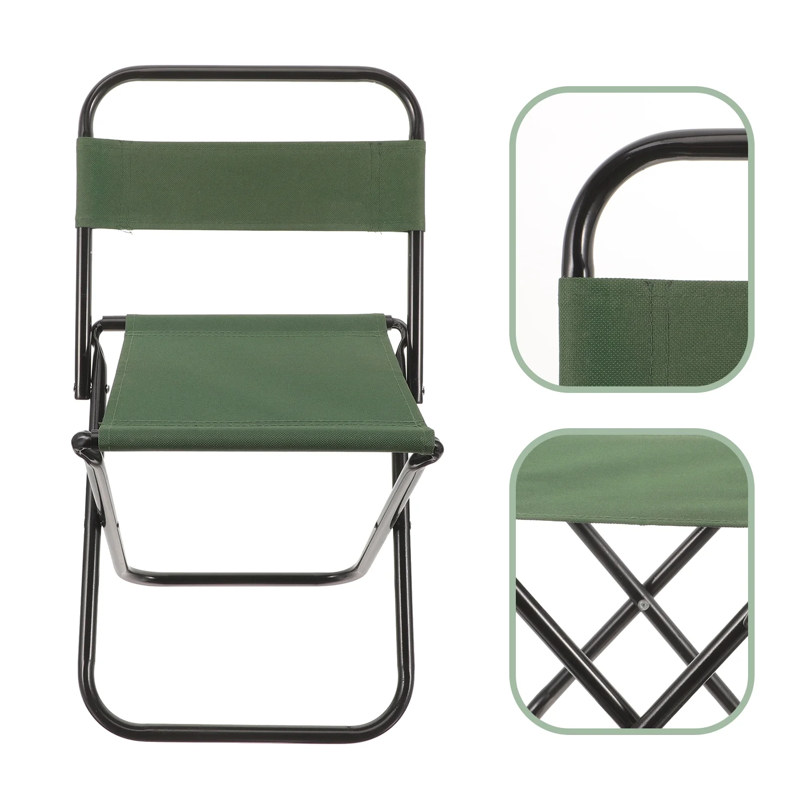 

Small Square Stool with Backrest Folding Chairs Beach Lightweight Portable for Adults Compact High Camping Heavy Duty outside