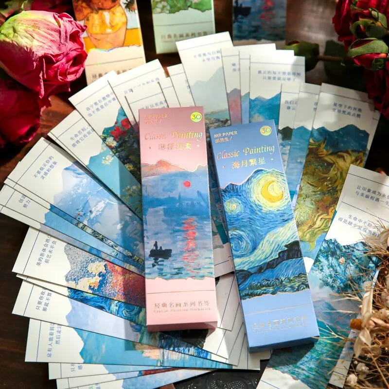 Oil Painting Bookmarks 30 Pieces/box To Assist Reading Tools