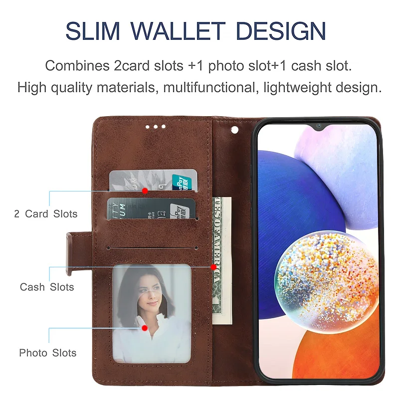Deluxe Leather Flip Wallet Case with Card Holder
