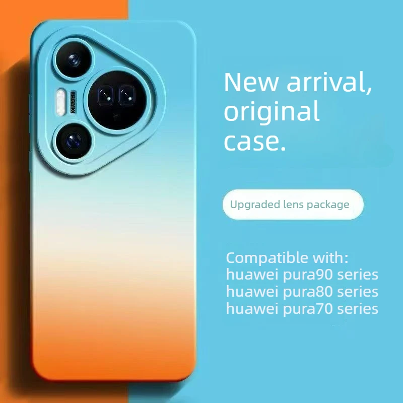 Gradient Liquid Silicone Phone Case with Matte Soft Lens Protection - Bumper Back Cover