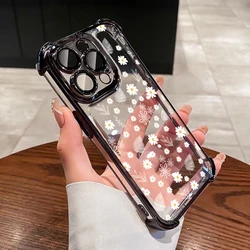 Funda de Teléfono Transparente con Diseño de Flores