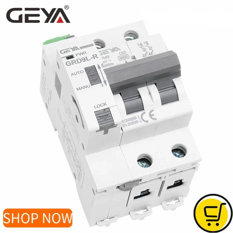 GEYA Din Rail Automatic Circuit Reclosers Mini Breaker GRD9L-R GYM9 2P MCB 6KA Smart MCB