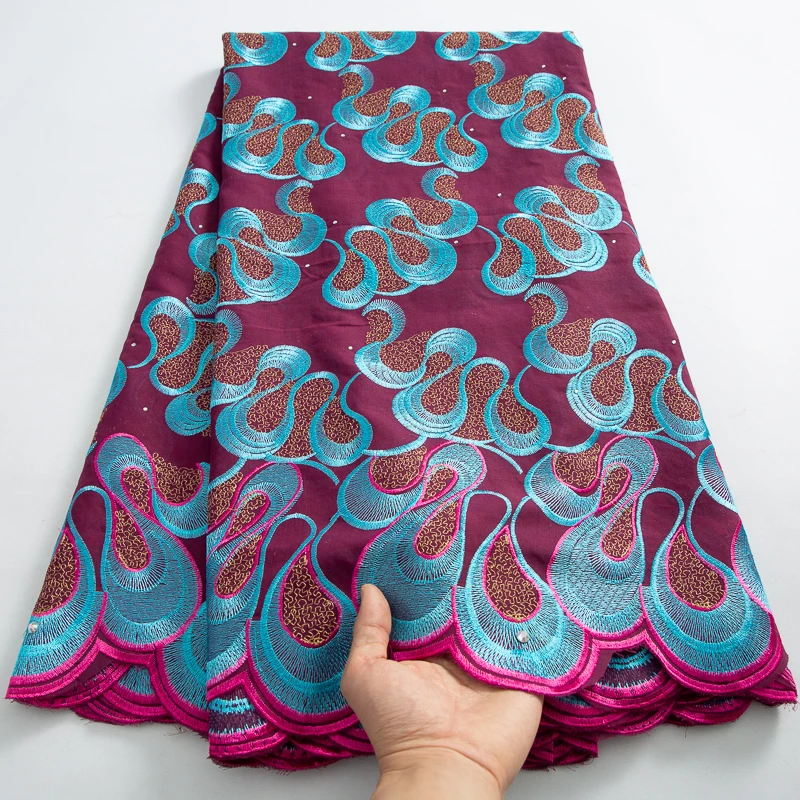 여성용 원단 아프리카 면 레이스 원단 하이 퀄리티, 5 야드 크리스탈, 이브닝 원피스 A3784, 2024 스위스 보일 레이스 자수 