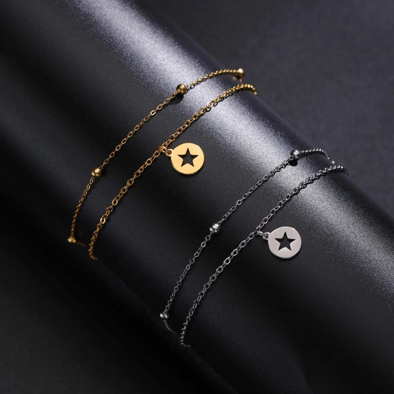 Skyrim-Inspired Sun and Moon Charm Double-Layer Bracelet – Stainless Steel Jewelry Gift