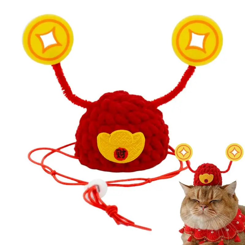 

Pet Fortune Hat Pet New Year Chinese Style Headwear Pring Festival Chinese Style Cat Design Celebration Pet Hat For festival
