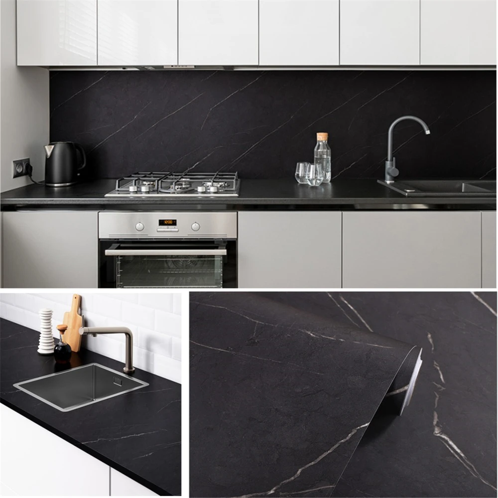 Рисунок 3 - Матовые черные мраморные обои шириной 60/80 см