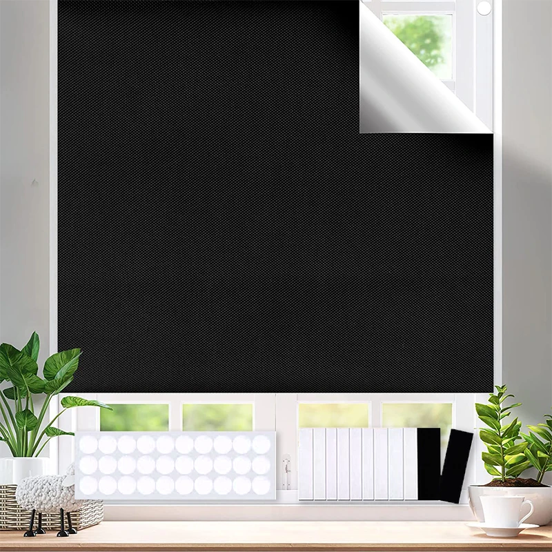 

100% Blackout Curtain Removable Portable Travel Blocking Darkest Window Film Cloth Temporary DIY Blackout Curtains
