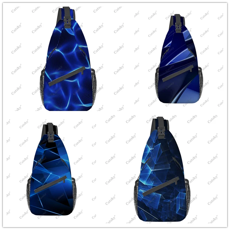 

blue abstract Crossbody bag men's casual crossbody shoulder bags chest-bag sports-bags storage women's crossbody bags