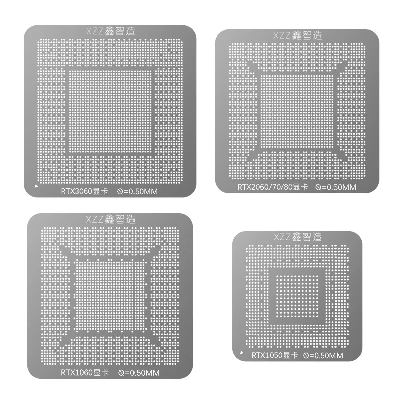 Xzz Rtx 1050/1060/2060/2070/2080/3060 Scheda Grafica Bga Reballing Stencil Intel/ Nvidia/ Ati Chip Video Tin Template Steel Mesh