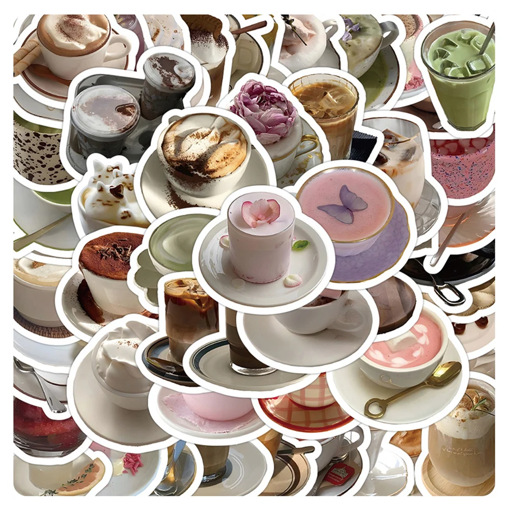 

10/30/60pcs INS Style Drink Coffee Graffiti Stickers Aesthetic Decals Laptop Notebook Diary Suitcase Decoration Sticker Kids Toy