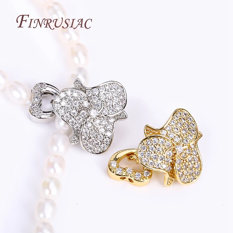 

18K Gold Plated Inlaid Zircon Flowers Clasp For Jewellery Making Supplies,Luxury Pearl Clasp Fitting,Handmade DIY Pearls Jewelry