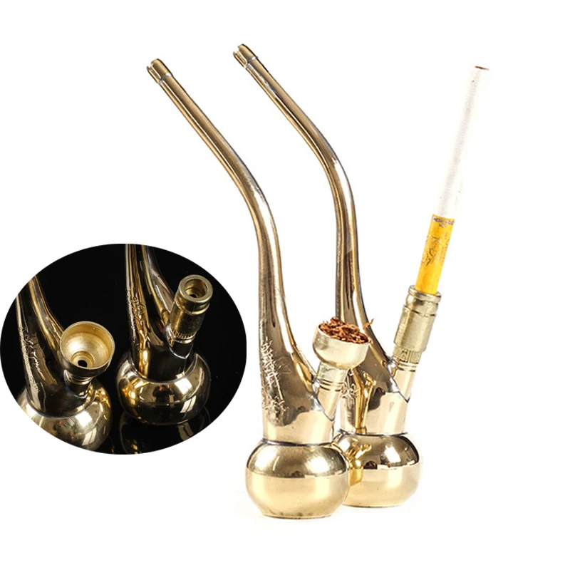 Mini Hookah Brass Tobacco Shisha Water Pipes for Cigarette Portable Dual use Water Smoking Pipes  Gift for Men Accessories