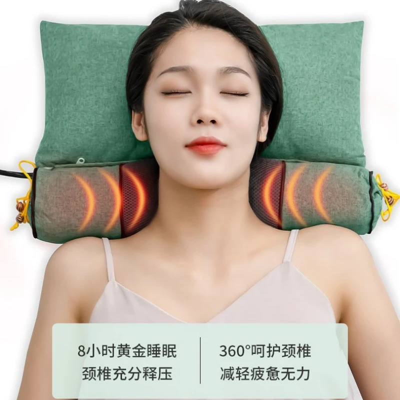 Adjustable Mugwort Pillow Hot Compress Therapy Cushion Vibration Massage Salt Pillow Inflatable Mat Health Care Pillow 5