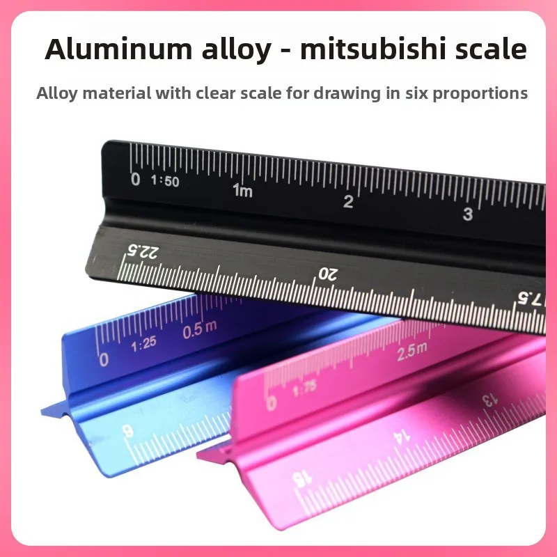 새로운 15cm 알루미늄 삼각형 스케일 눈금자 금속 알루미늄 1:20 - 1:125 합금 금속 스케일 제도 도구 사무실 학교 용품