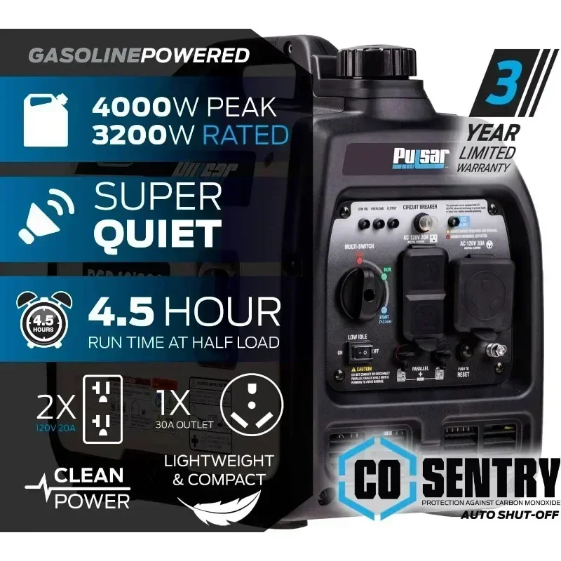 PGD40ISCO Ultra Light Quiet 4000W Portable Gas Inverter Generator Extreme light weight 3200W Rated / 4000W Peak