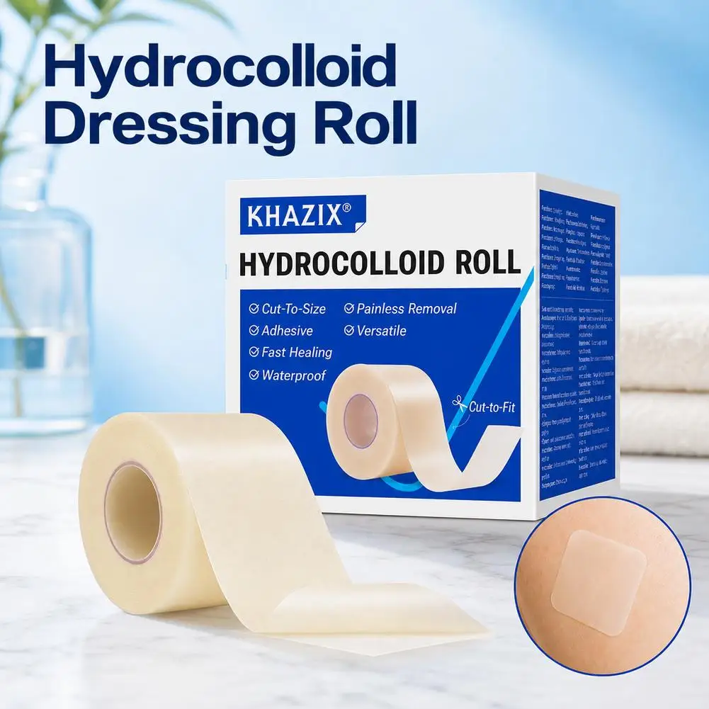 Hydrocolloid Adhesive Healing Roll - Waterproof Bandages for Acne, Burns & Wound Care (2in x 5ft)