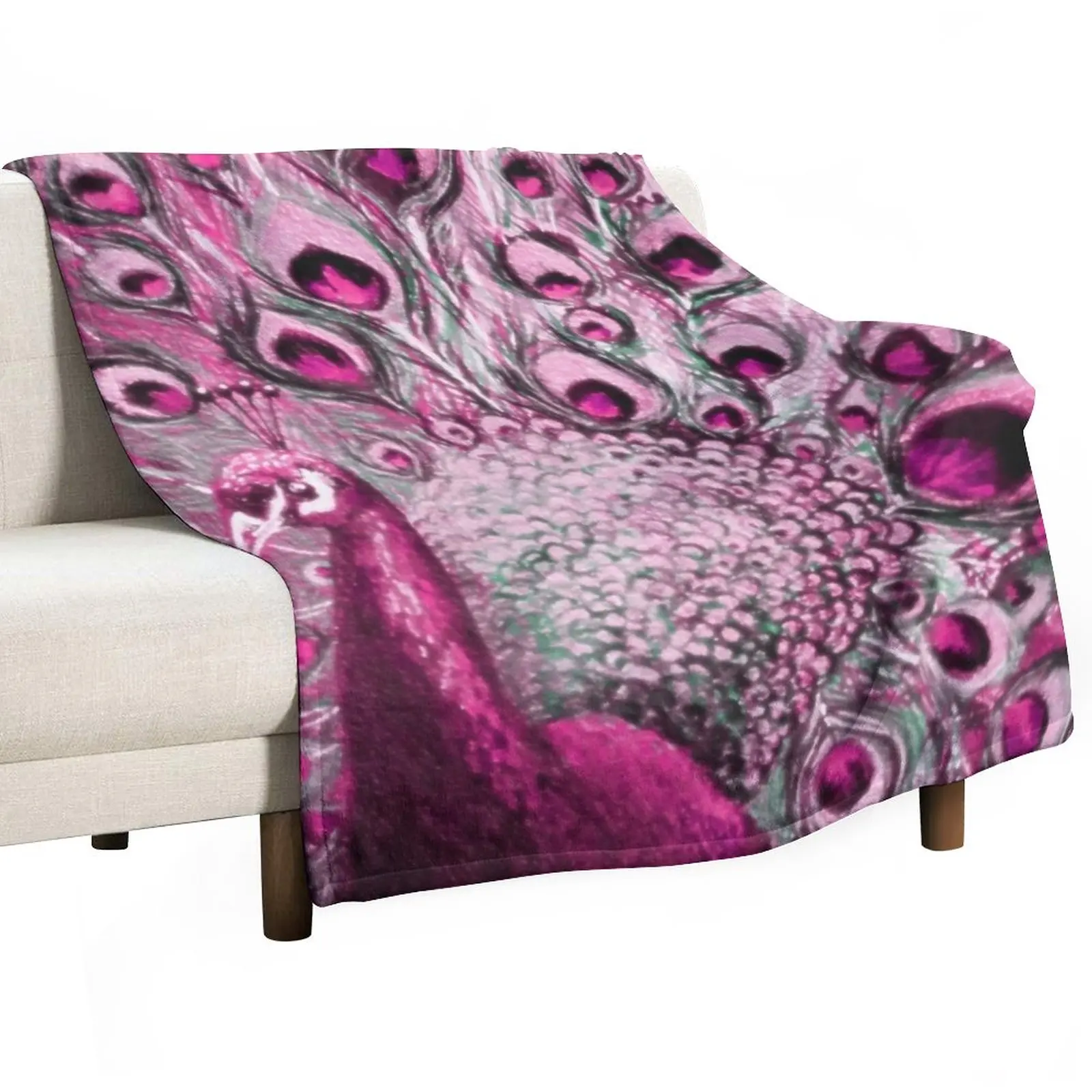 

Pink Peacock Art Throw Blanket Sofa Throw Blanket Summer Bedding Blankets Warm Blanket