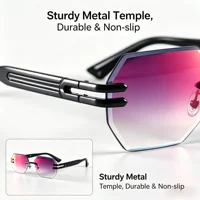 CATERSIDE Nouvelles Lunettes de Soleil Sans Monture pour Hommes, Verres Polychromes Dégradés Tendance, Monture Métallique, Lunettes de Soleil de Fête et d'Extérieur pour Femmes 4