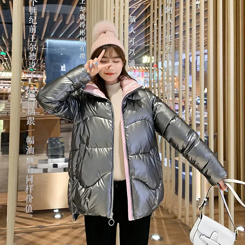 

New Casual Parkas Winter Women Fashion Solid Color Zipper Thick Jackets Korean Style Dames Warm Streewear High Quality Coat
