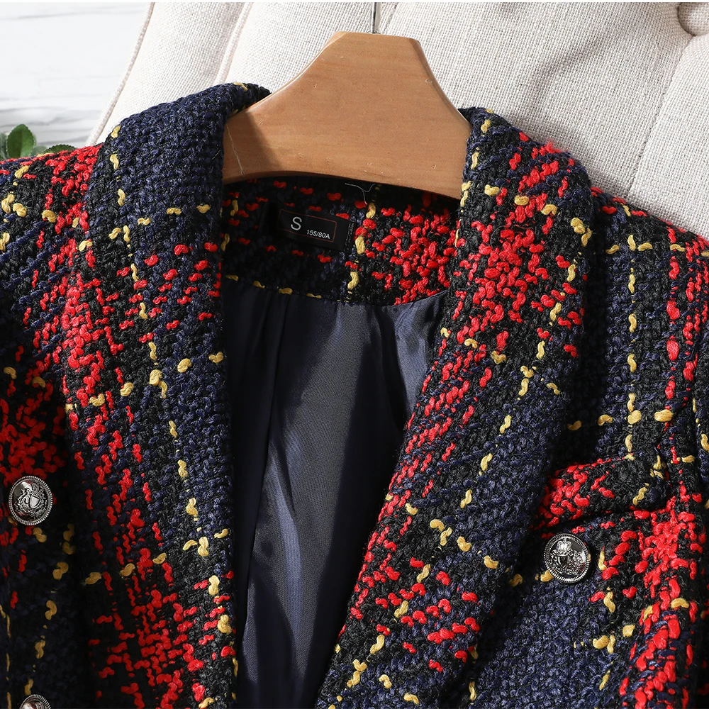 High Quality Thick Winter Blazer Women Fashion Ladies Red Blue
