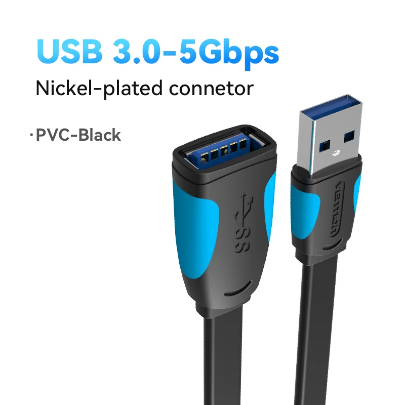 thumbnail image 1 of Vention-Cable de extensión USB 3,0, Cable de datos macho a hembra para Smart TV, PS4, Xbox One, PC, USB 2,0, 1 of 5