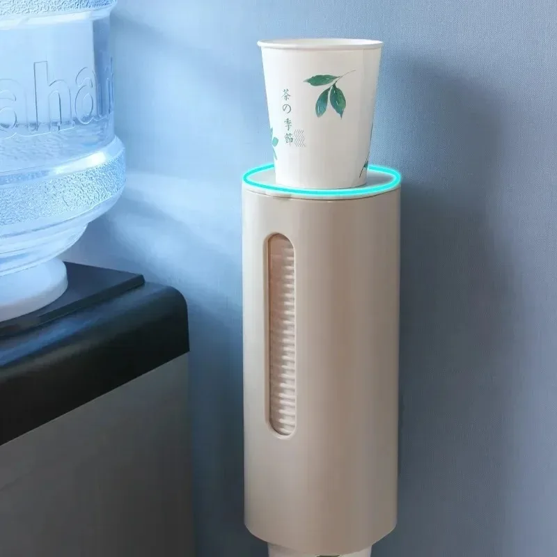 Cup Storage Holder Paper Cup Dispenser Disposable Cup Holder Household Cup Dispenser Water Dispenser Dustproof Wall Mounted Tube Paper Storage Rack