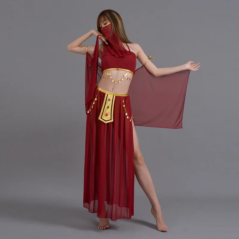 

Belly Dance Top Skirt Set Practice Clothes Sexy Women Long Skirt Suit Dance Wear Performance Oriental Stage Costume Party Outfit