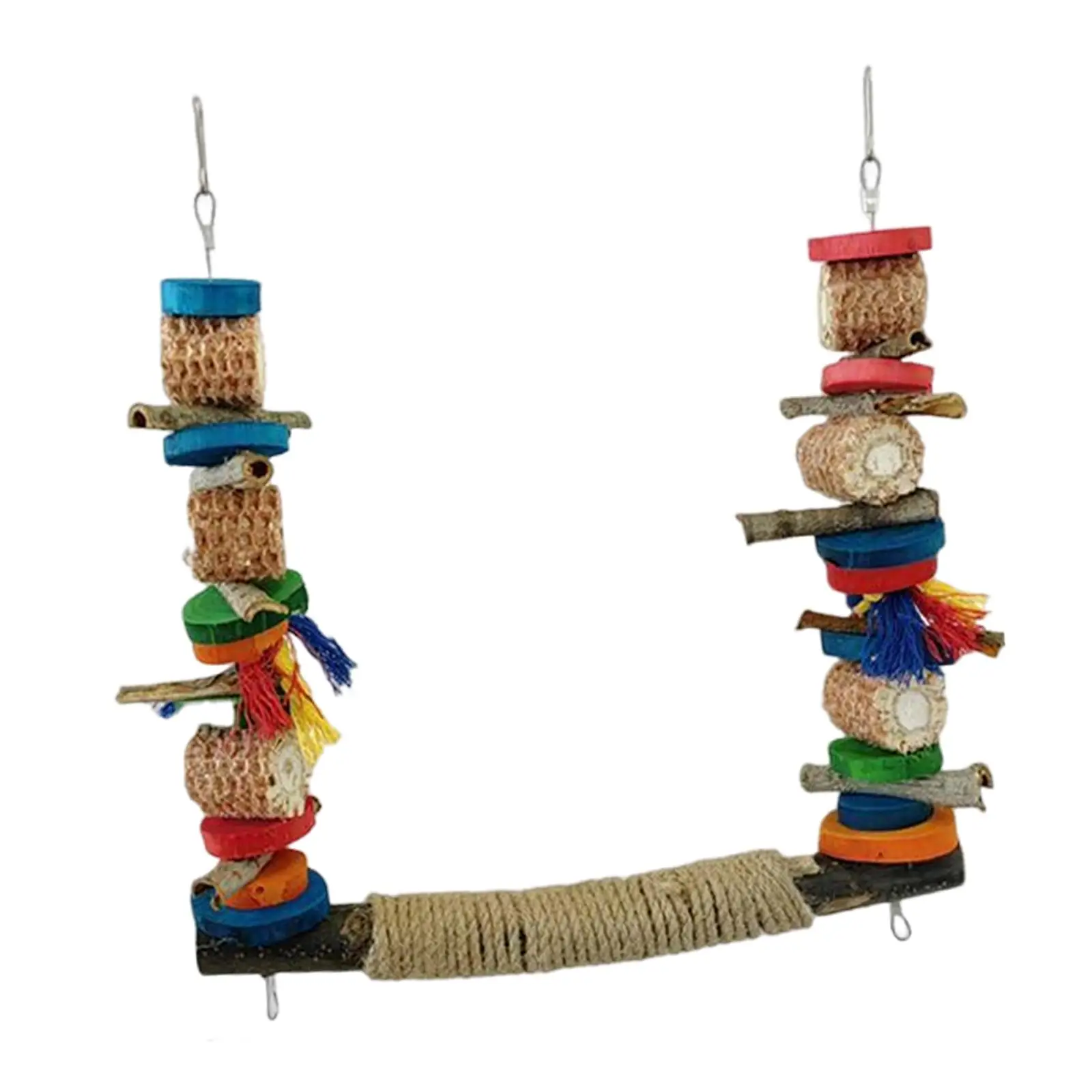 Bird Swing Stand Bird Toy Bird Perch Colorful Cage Hanging Toys Parrot Toy Cage Swing Wooden Perch for Parakeet Finch