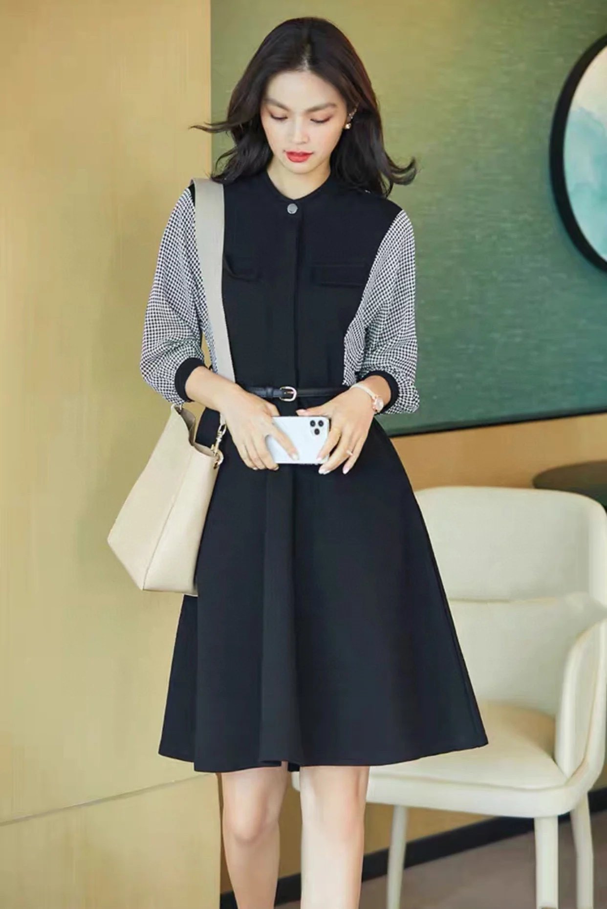 

2023 Autumn/Winter Fashion New Women's Clothing Patchwork Dress 0905