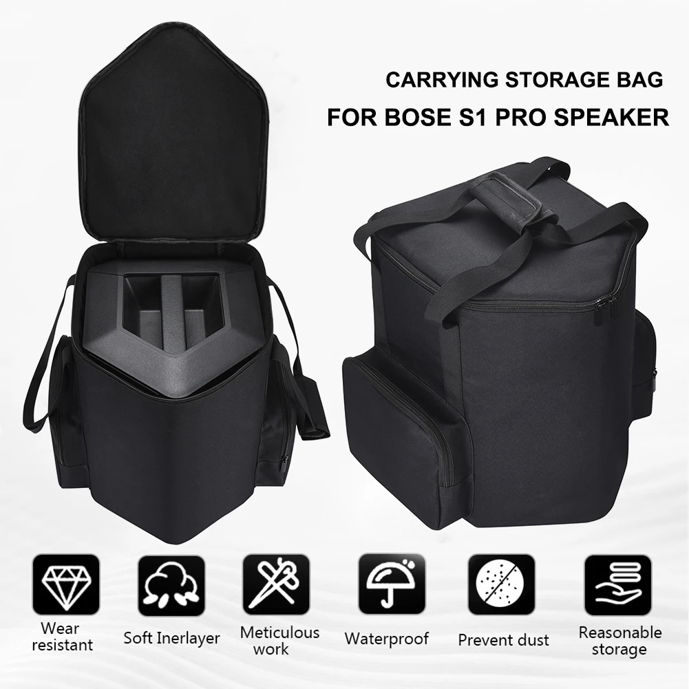 Carrying Storage Bag Scrarch Proof Hard Protective Bag with Pockets Fall Preventive Travel Case for Bose S1 Pro Audio Microphone