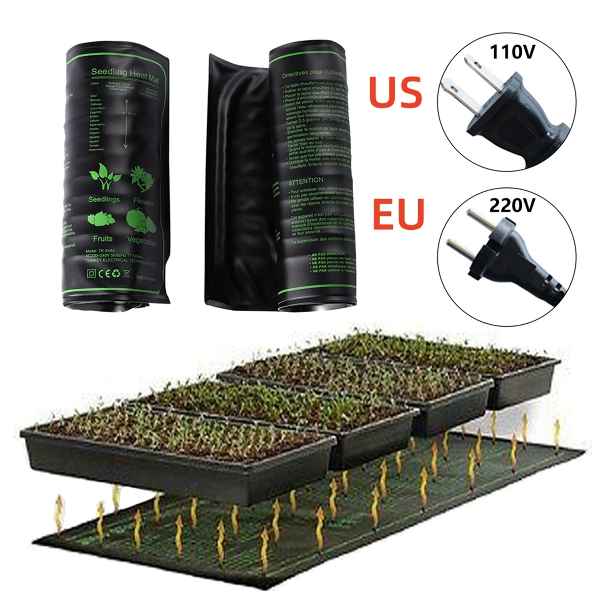 EU/US Plug Seedling Heating Mat Garden Greenhouse Seed Germination Growth Starter Plant Nursery Keep Warm Pad 110/120/220/230V