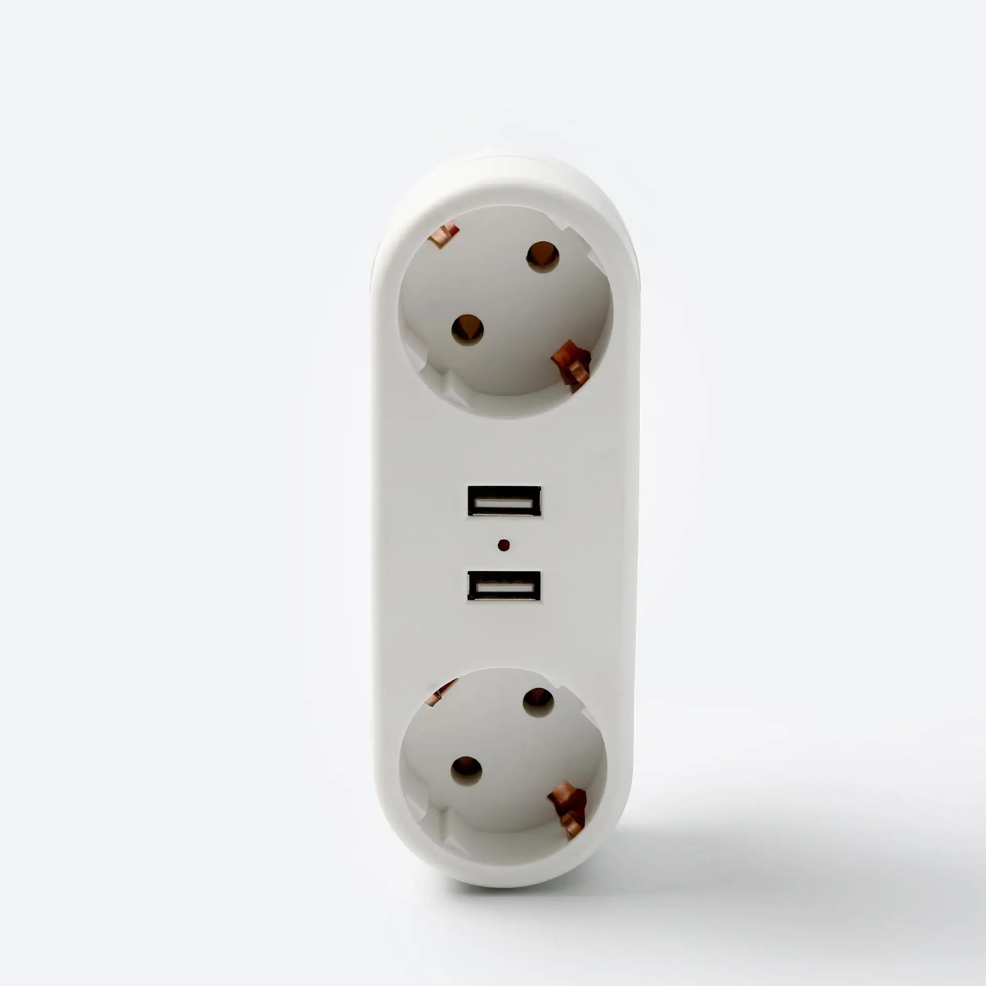 White Plastic USB Socket Converter for Germany France EU Standard