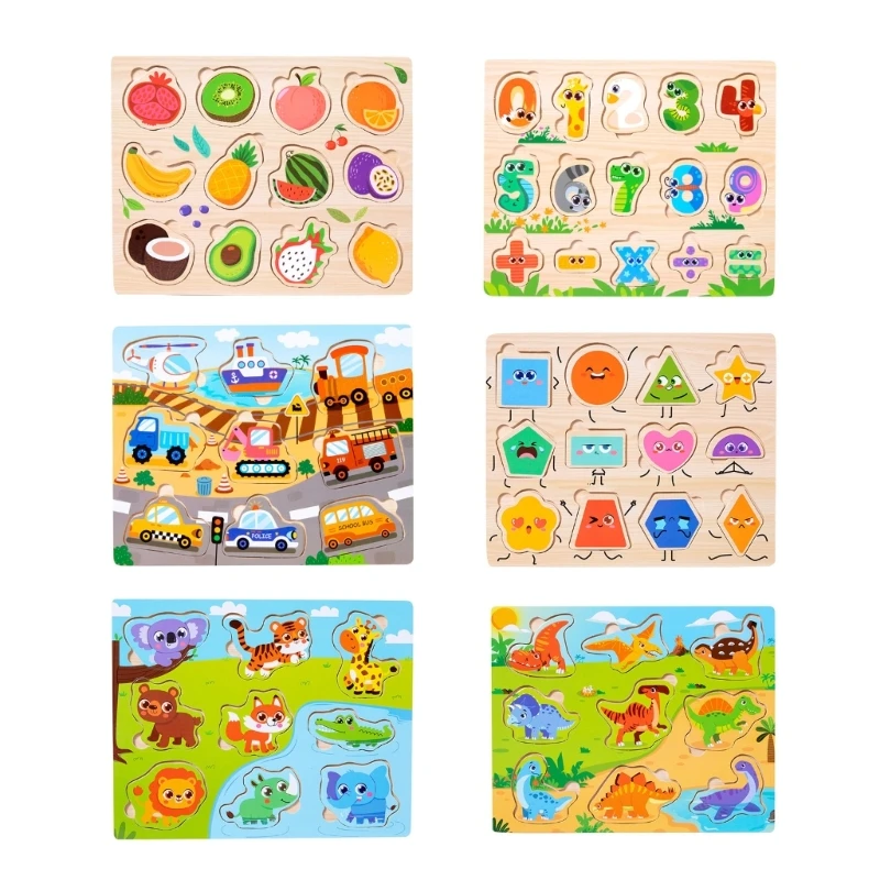 

Wood Colorful Puzzle Toy Cartoon Theme Puzzle Block Educational Toy for Children Hand-eye Coordination Toy