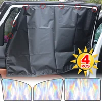 Magnetic Suction Car Sunshade Laser Coating Blackout Cloth UV Protection Privacy Design Driver & Rear Seat Sunscreen Curtain Set 1