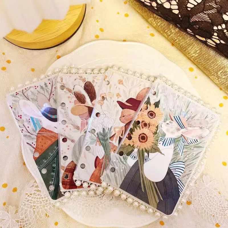 A5/A6/A7 Miss Rabbit Loose Leaf Notebook Pearl Sides Dividers Cute
