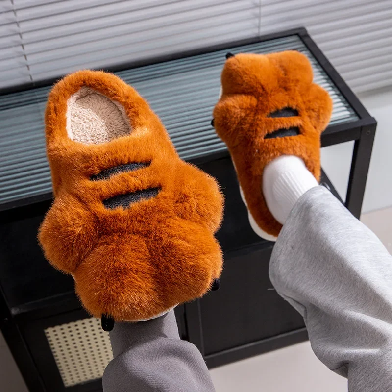 Cute Cartoon Fluffy Slippers for Women Men Winter Warm Soft Plush