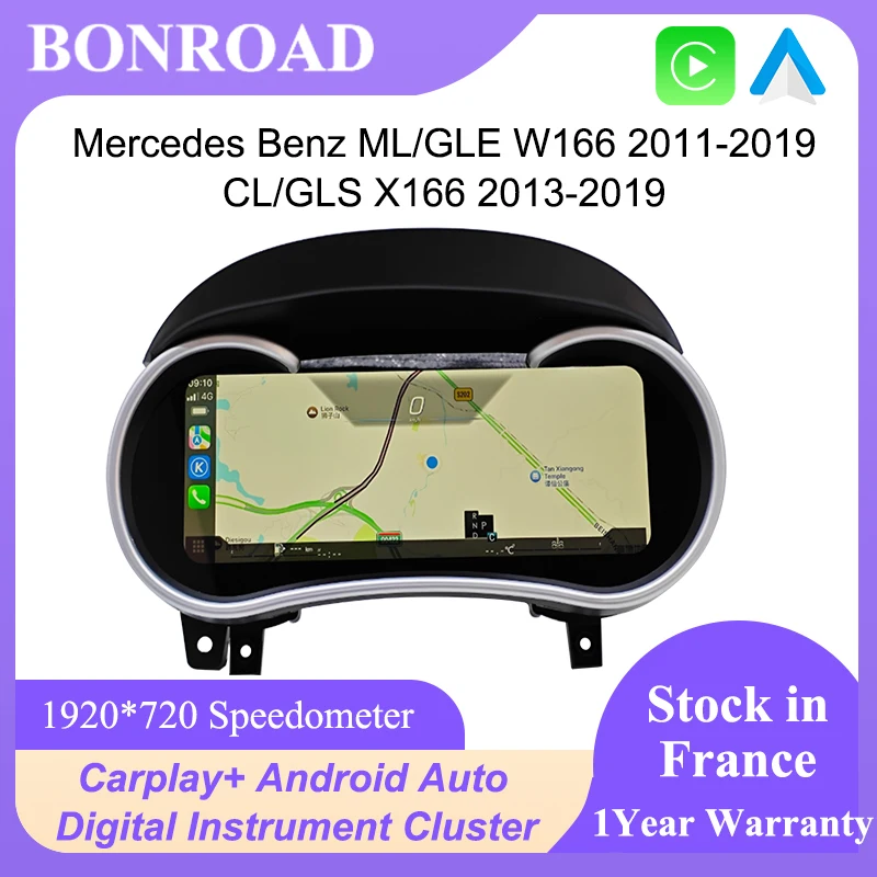 Pantalla LCD Bonroad para pintura de bordes, contador de velocidad, panel de instrumentos para Mercedes Benz ML GL GLS W166 X166, clúster digital virtual. 1